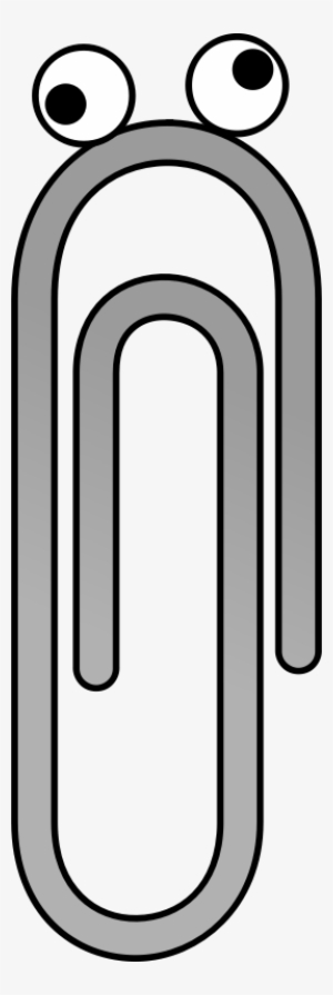 A gray paperclip with large cartoon eyes, giving it a playful, anthropomorphic appearance.