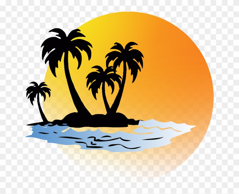 Tropical Sunset Island Clipart - Free Download & Usage
