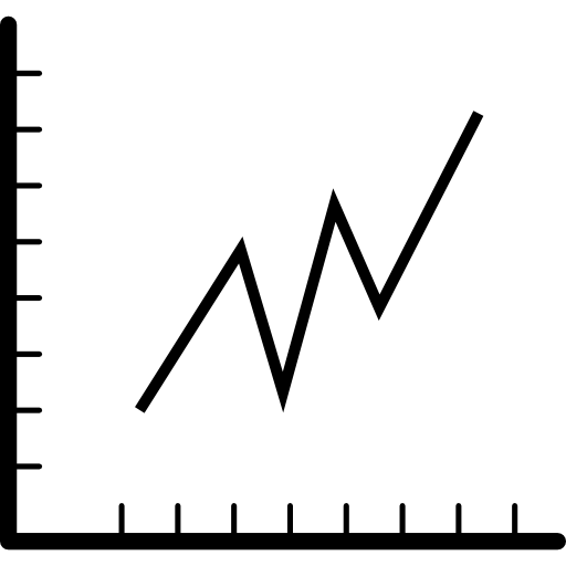 Black-and-white line chart showing a volatile but overall upward trend with labeled axes.