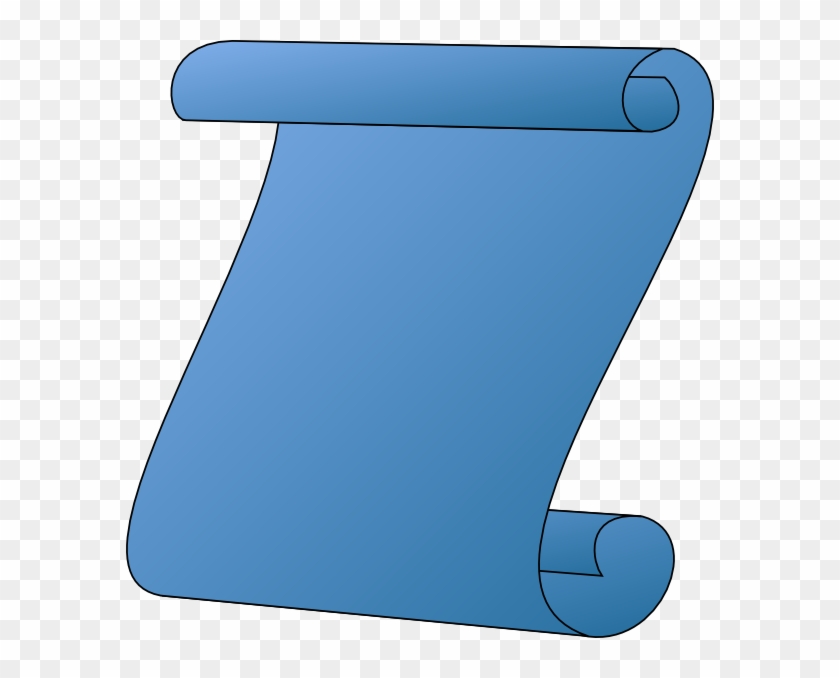 Blue illustrated scroll with rolled top and bottom edges on transparent background.
