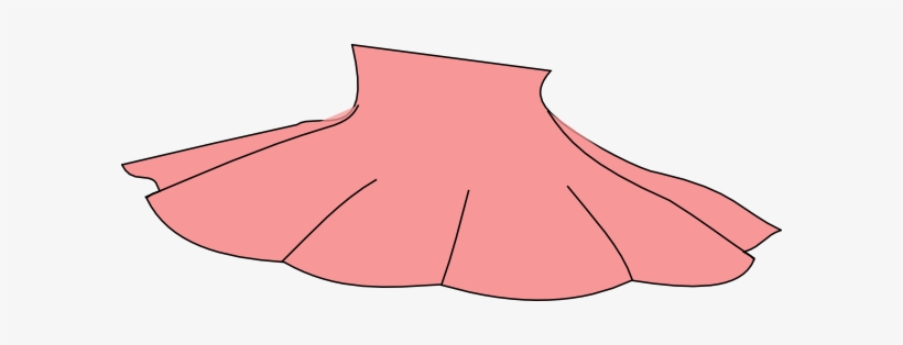 Pink flared skirt illustration with pleated hem and high waistband, stylized line drawing on white background.