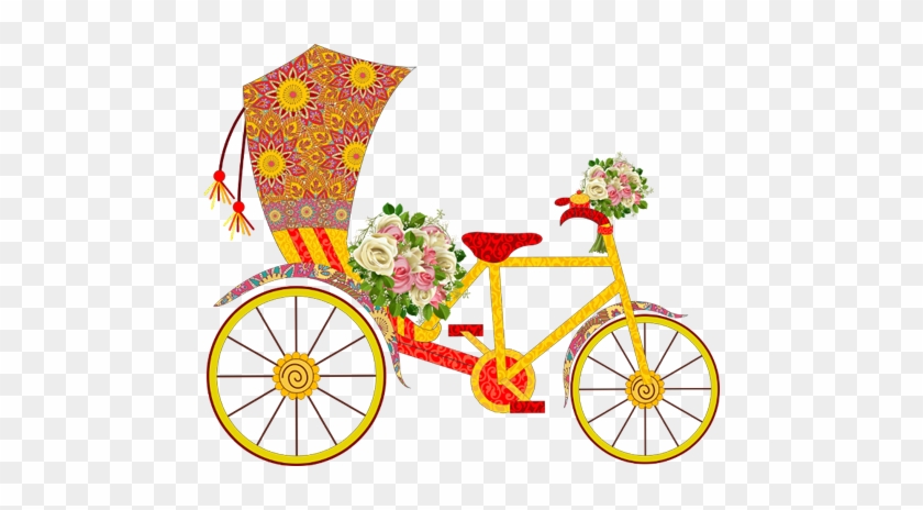 Decorative Floral Rickshaw Illustration - Cultural Artwork for Web & Print