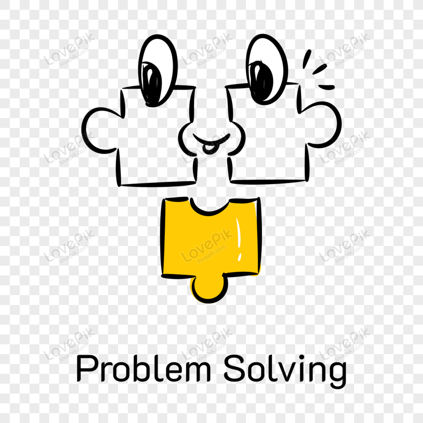 Cartoon puzzle pieces forming a smiling face with a yellow missing piece labeled "Problem Solving".