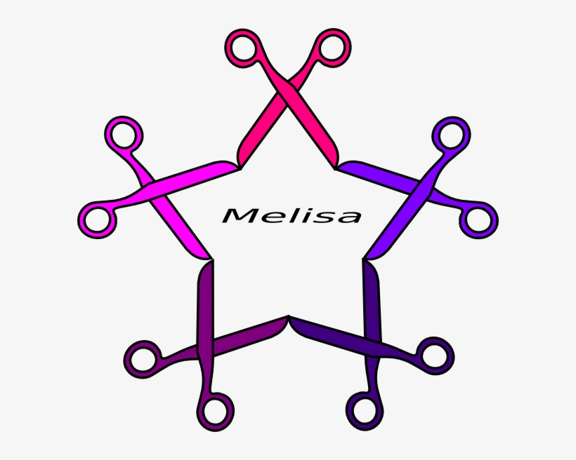 Star-shaped logo made of five colorful scissors with the name "Melisa" at center.