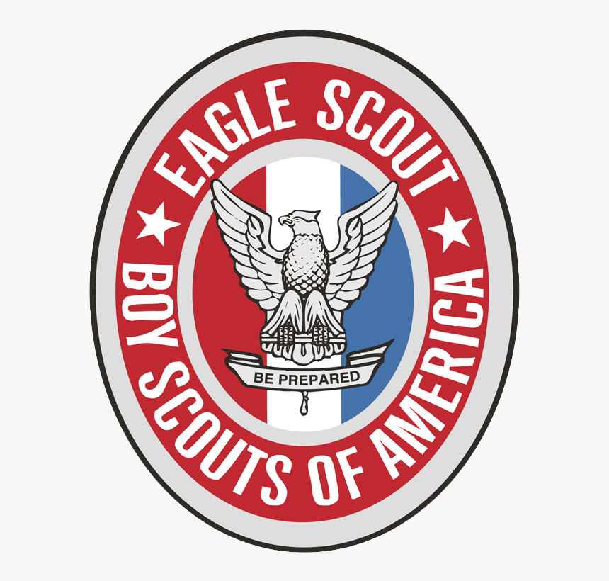 Official Eagle Scout emblem of the Boy Scouts of America featuring a bald eagle, red-white-blue shield, and "Be Prepared" motto.