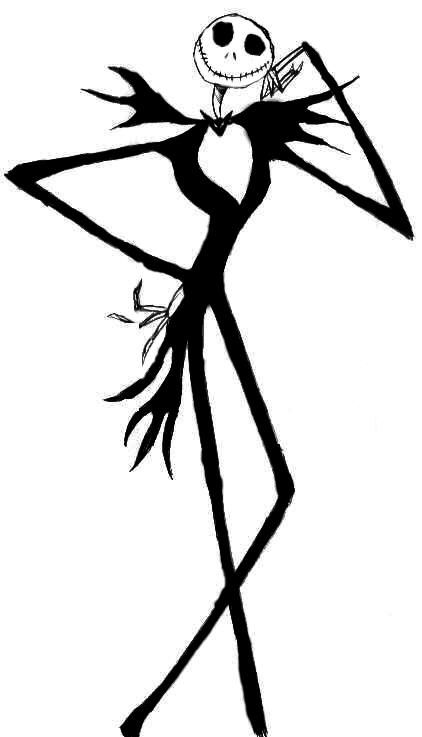 Jack Skellington, the iconic skeletal protagonist from *The Nightmare Before Christmas*, posed confidently with stitched mouth and bat-like limbs.