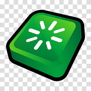 Green square button icon with white radial loading spinner, indicating processing or waiting state.