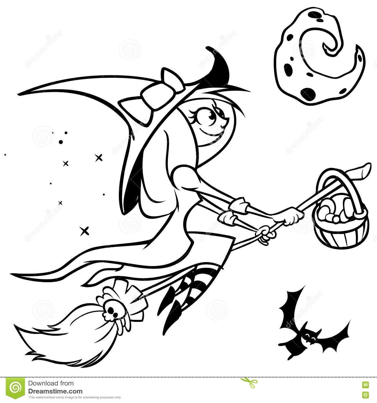 Free Clipart Of A Flying Witch - Witch Black And White - Free - Clip ...