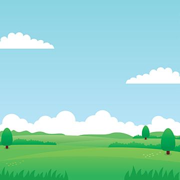 Peaceful Nature Landscape - Green Fields and Blue Sky Illustration