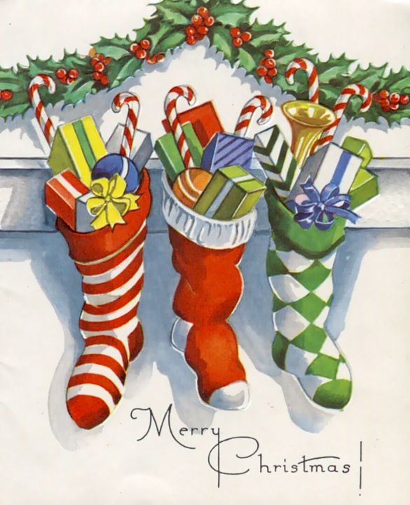 Vintage Christmas Stockings Illustration | Festive Holiday Decor
