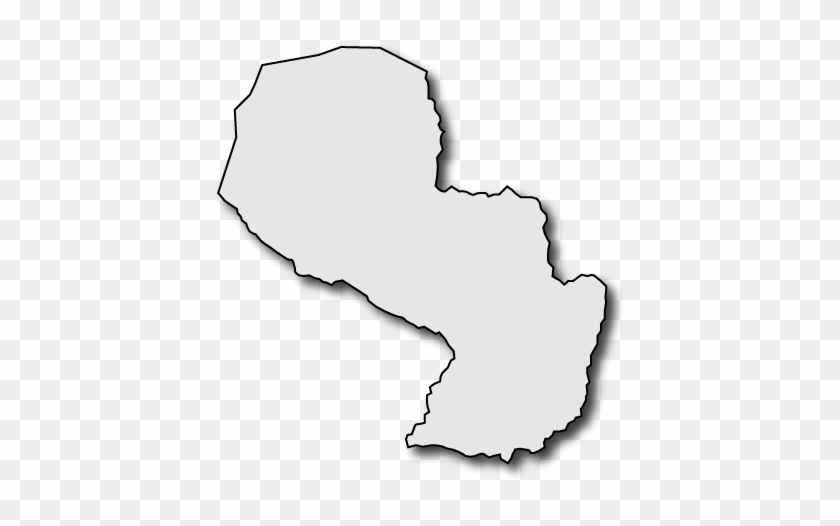 Outline map of Paraguay with drop shadow on transparent background