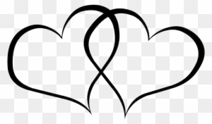 Two intertwined black heart outlines on transparent background, symbolizing love and connection.