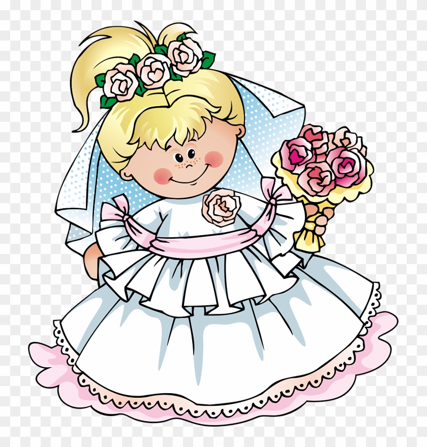 Cute Cartoon Bride Girl Illustration for Wedding Themes & Kids’ Content