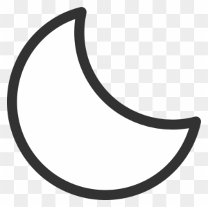 Simple black outline of a crescent moon on transparent background.
