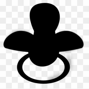 Black silhouette of a baby pacifier on transparent background.