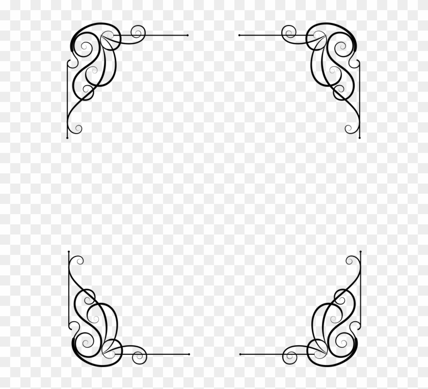 Four elegant black-and-white ornamental corner flourishes for framing documents or designs.