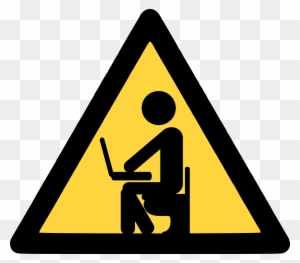 Warning Sign: Person Using Laptop - Ergonomic and Digital Safety Alert