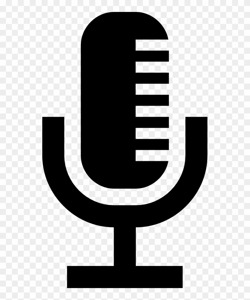 Black silhouette of a classic vintage-style microphone on transparent background.
