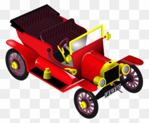 1917 Vintage Red Automobile - Classic Car Illustration