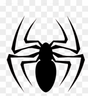 Stylized black spider silhouette with eight elongated legs on transparent background.