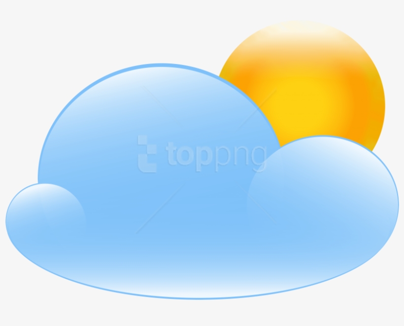 Sunny weather icon with a bright yellow sun peeking from behind a soft blue cloud.