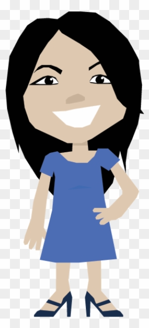 Confident Cartoon Woman in Blue Dress - Illustration for Websites & Presentations