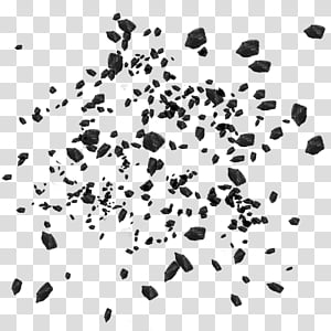 Scattered black coal fragments on transparent background, illustrating raw fossil fuel material.