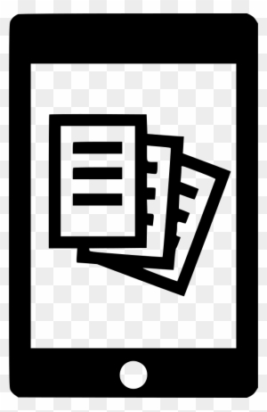 Smartphone screen showing three stacked document icons, symbolizing digital files or e-documents.