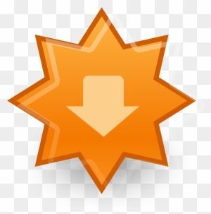 Orange star-shaped icon with a downward arrow, indicating download or save action.