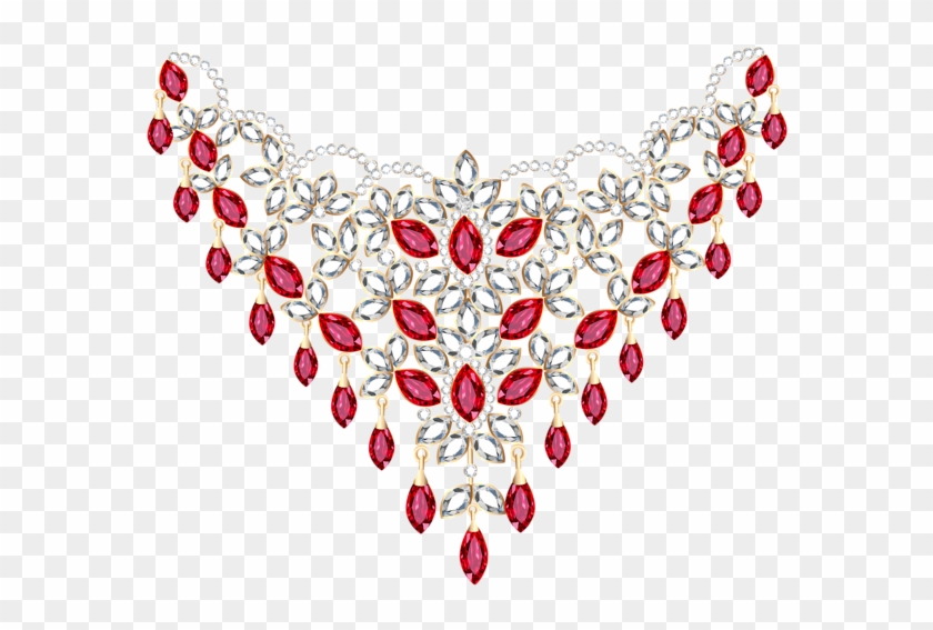 Luxurious Red Gemstone Floral Necklace - Premium Jewelry Design