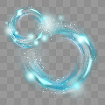 Glowing blue energy swirl with sparkles on transparent background, forming an abstract looped figure-eight shape.