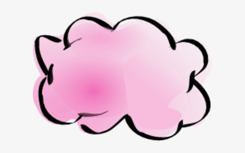 Hand-drawn pink cloud with black outline and soft gradient shading.