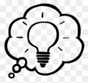 Hand-drawn lightbulb inside a thought bubble, symbolizing an idea or innovation.