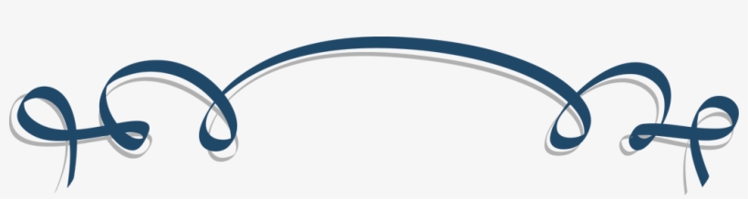 Elegant navy blue decorative ribbon flourish with shadow on white background.