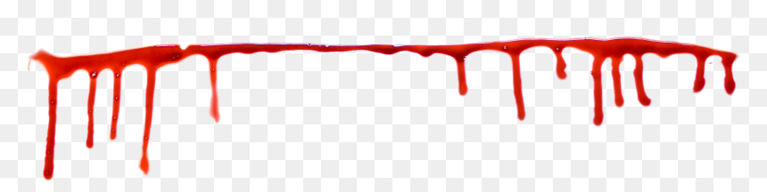 Red liquid resembling blood dripping from a horizontal line on transparent background.
