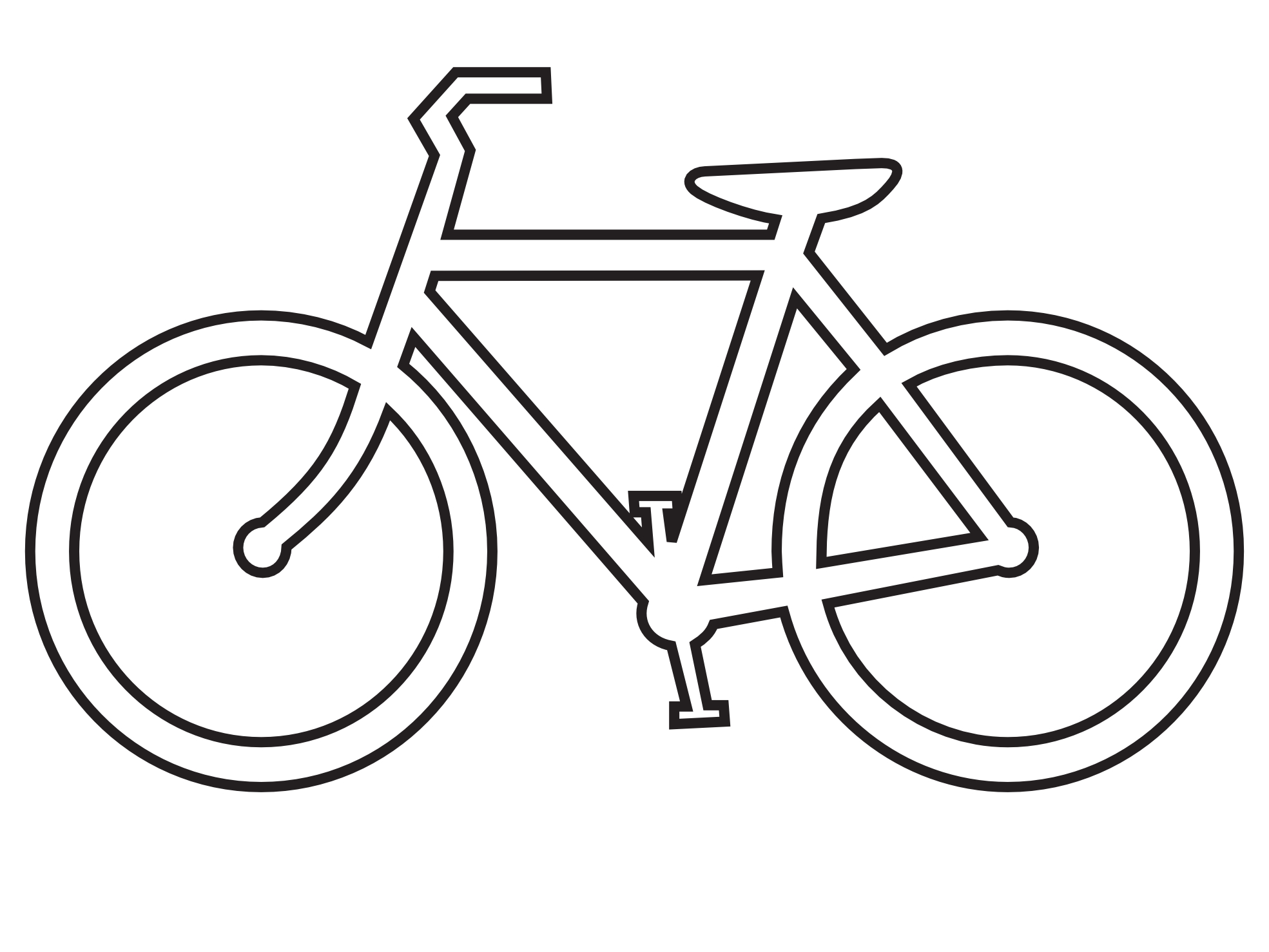 Simple black-and-white line drawing of a classic road bicycle with drop handlebars and thin tires.