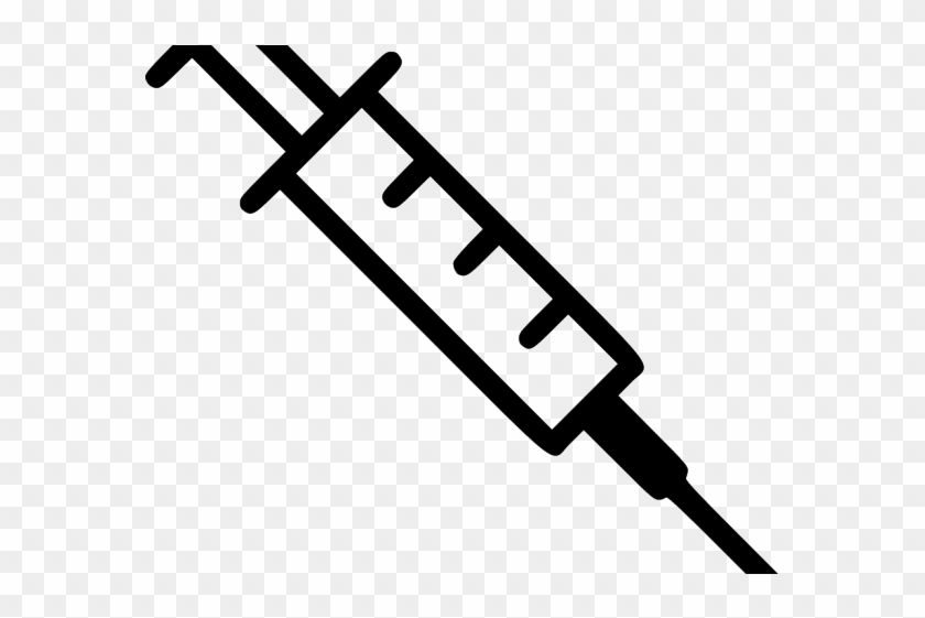 Black line-art syringe icon on transparent background, angled diagonally with plunger and needle visible.