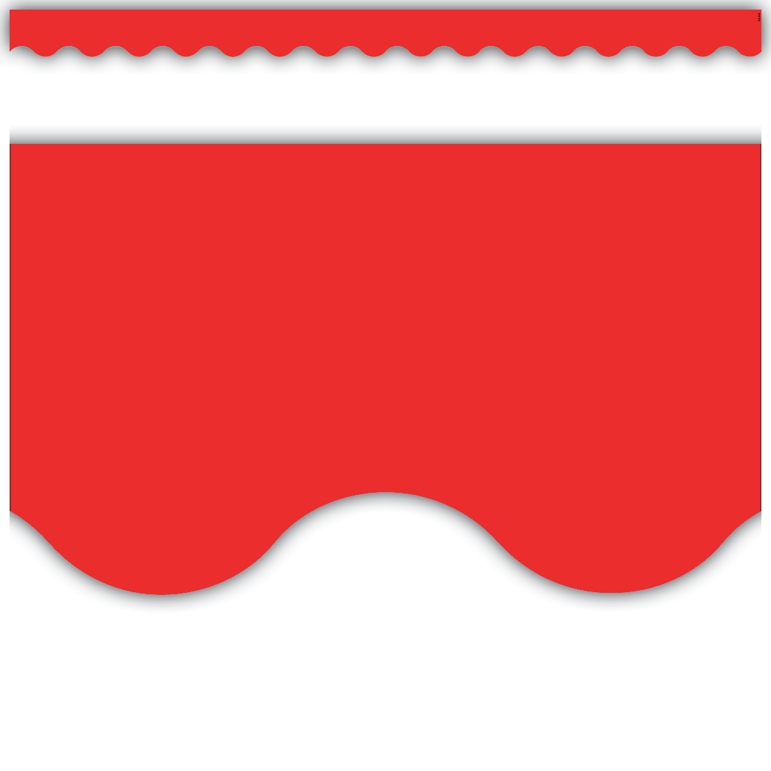 Red decorative border with scalloped top and bottom edges, white background, subtle drop shadow.
