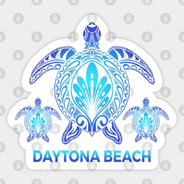 Daytona Beach Sea Turtle Sticker - Coastal Art & Souvenir Design