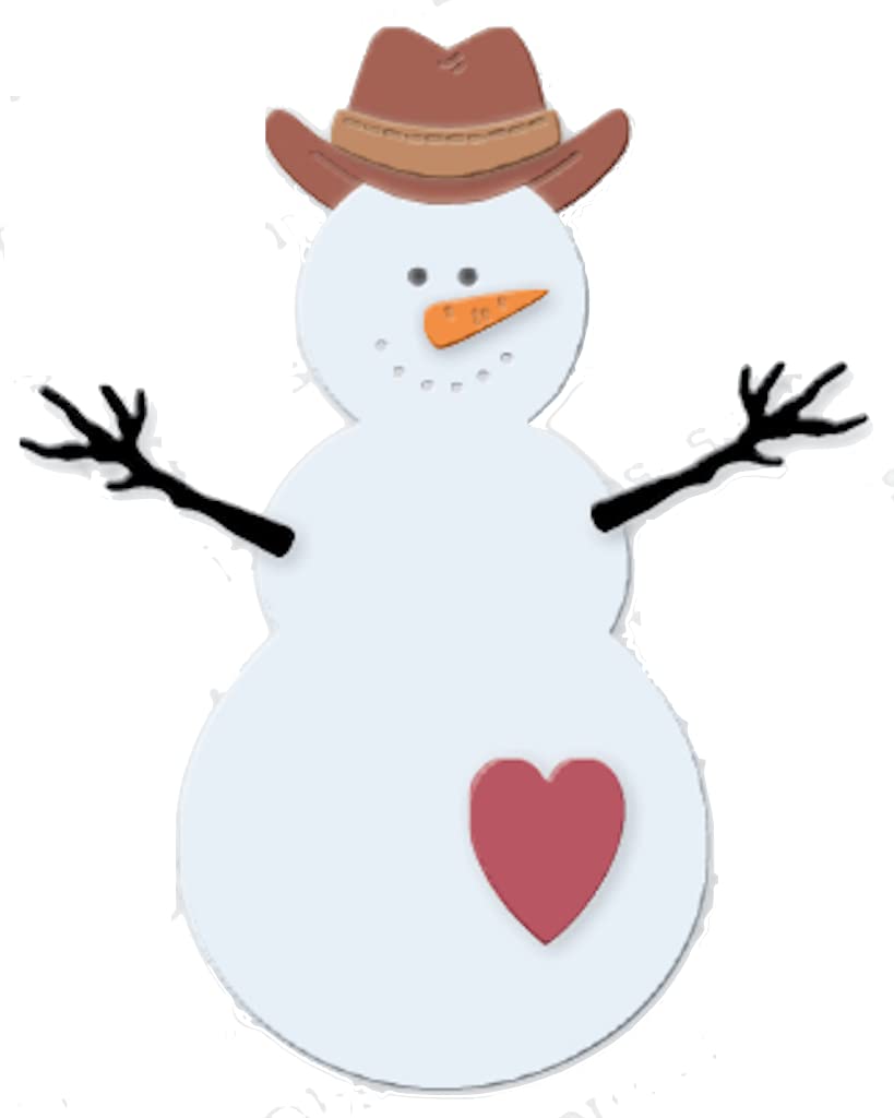 Fun Cowboy Snowman Illustration - Festive Winter Clipart
