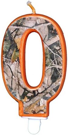 Camo Number 0 Birthday Candle - Outdoor-Themed Party Decor