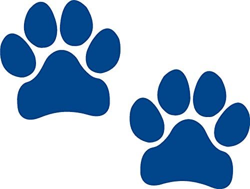 Two blue stylized dog paw prints on a white background.