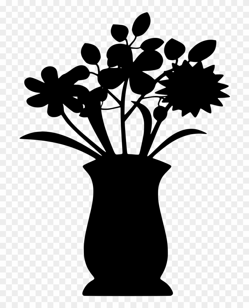 Silhouette Floral Vase Clipart - Free PNG Download