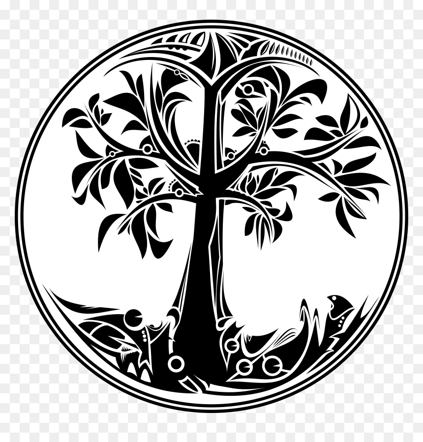 Ornate Tree of Life Symbol - Art Nouveau Circular Emblem
