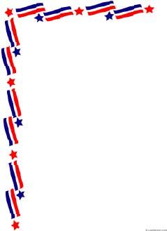 Red, white, and blue patriotic border with stars and stripes forming an L-shaped frame.