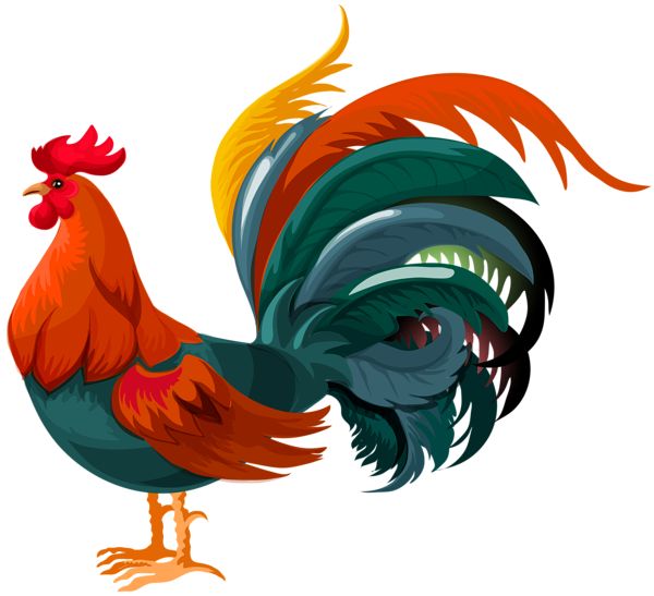 Colorful Rooster Illustration - Free Clipart for Farm & Zodiac Themes