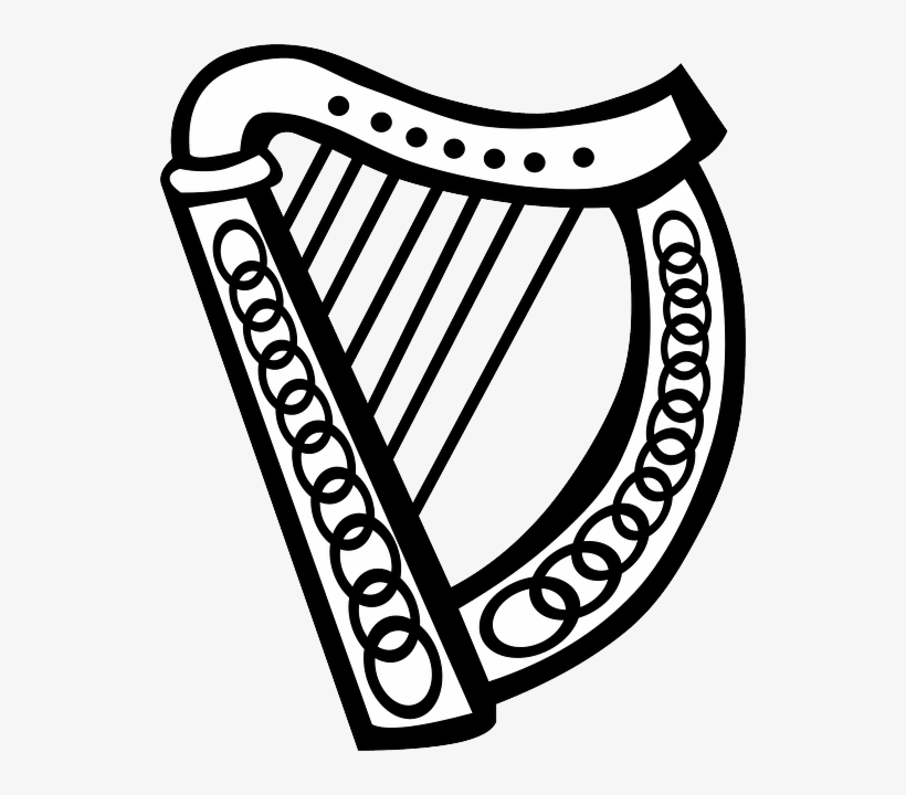 Celtic Harp Illustration - Traditional Irish Symbol in Vector Art