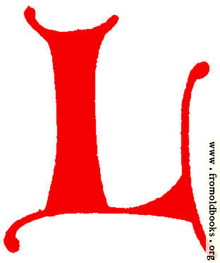 A bold red stylized letter 'L' in a decorative, calligraphic font on white background.