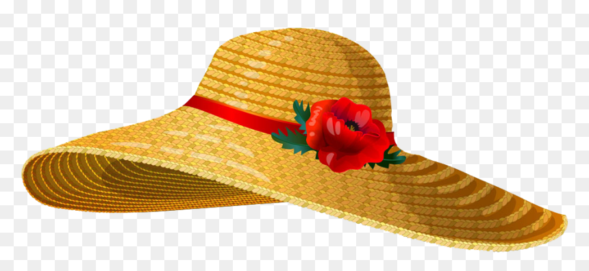Wide-brimmed straw sun hat adorned with a red poppy flower and ribbon, ideal for summer beachwear.