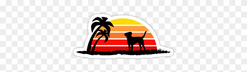 Tropical Dog Sunset Sticker - Vintage Pet Travel Design
